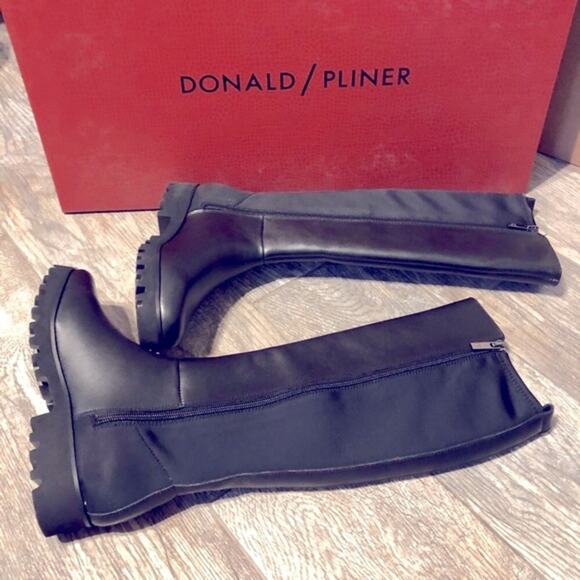 Donald J Pliner black knee high chunky heel boots US size 6 - Picture 1 of 5